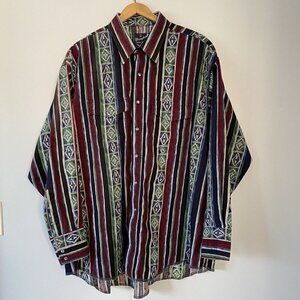 Wrangler Vintage Western Pearl Snap Shirt Big 2X Long Sleeve Southwest Aztec